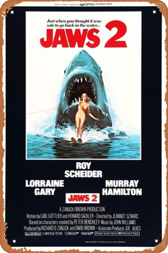 Retro Gaming Pictures - Jaws 2 Tin Sign Metal Tin
