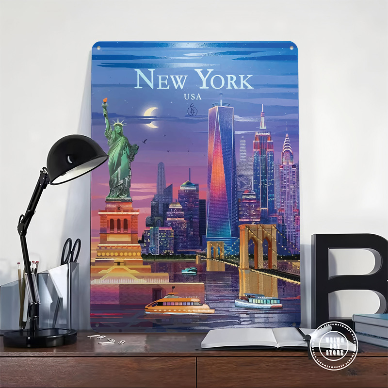 New York City Skyline Tin Post - Retro Gaming York 评论和价格