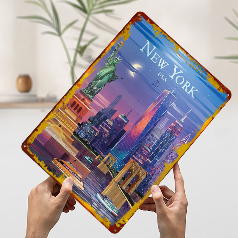 New York City Skyline Tin Post - Retro Gaming York 评论和价格