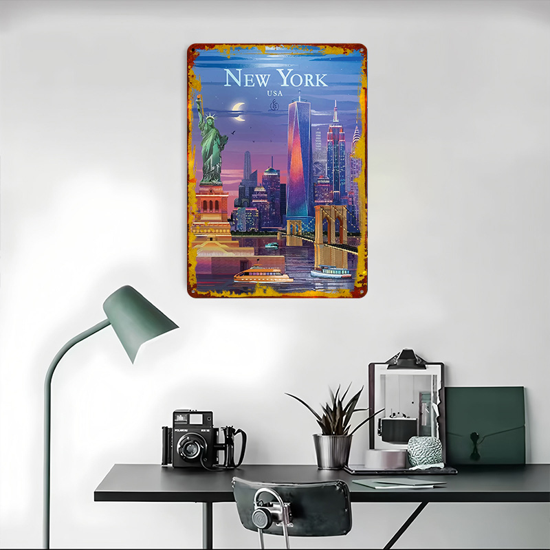 New York City Skyline Tin Post - Retro Gaming York 评论和价格