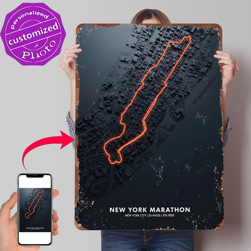 New York Marathon Map Tin Post - Retro Gaming York 评论和价格