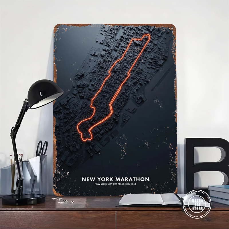 New York Marathon Map Tin Post - Retro Gaming York 评论和价格