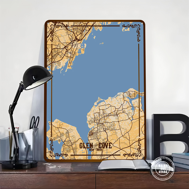 Glen Cove New York Map Tinplat - Retro Gaming York 评论和价格