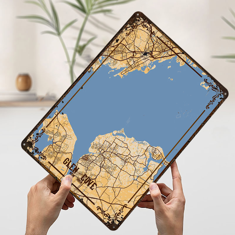 Glen Cove New York Map Tinplat - Retro Gaming York 评论和价格