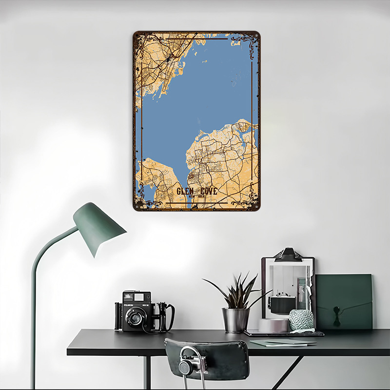 Glen Cove New York Map Tinplat - Retro Gaming York 评论和价格
