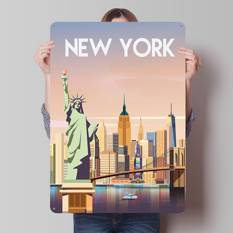 New York Metal Poster Custom W - Retro Gaming York 评论和价格