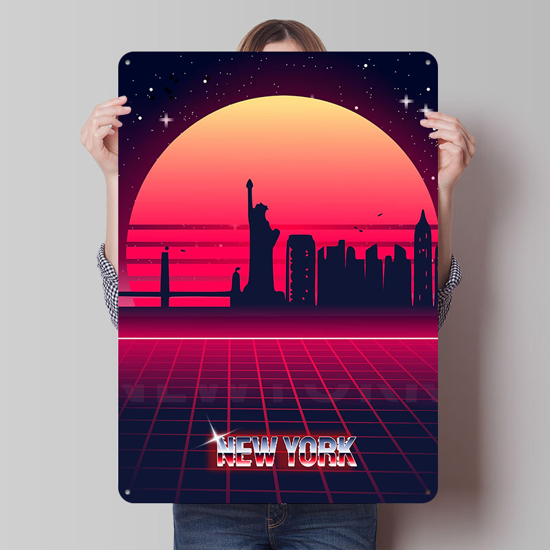 New York Skyline Metal Poster  - Retro Gaming York 评论和价格