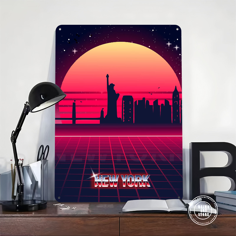 New York Skyline Metal Poster  - Retro Gaming York 评论和价格