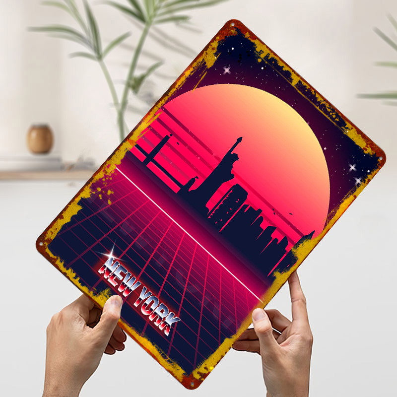 New York Skyline Metal Poster  - Retro Gaming York 评论和价格