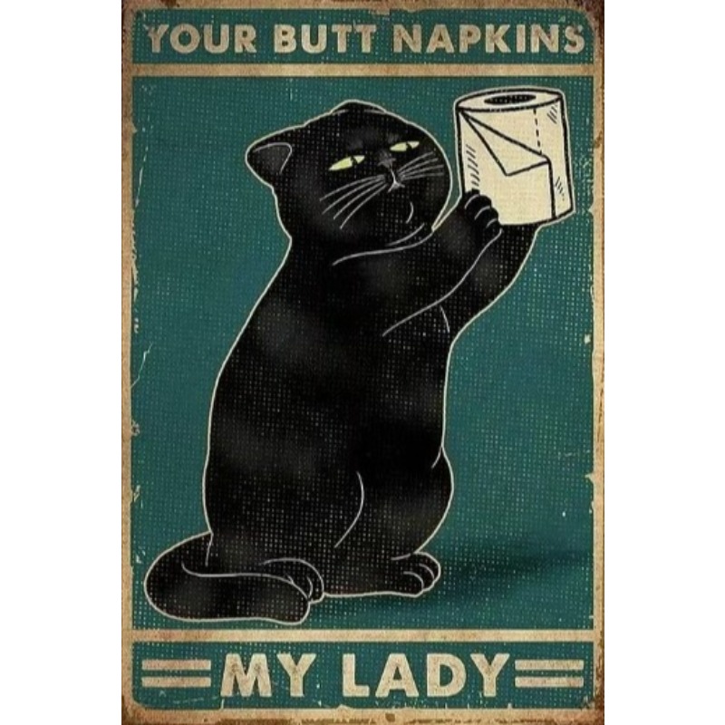 Black Funny Cat Metal Sign Vin - Retro Gaming Pictures 评论和价格