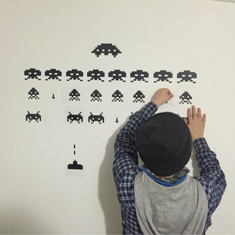 Gamer Vinyl Stickers SPACE INV - Retro Gaming Wallpaper 评论和价格